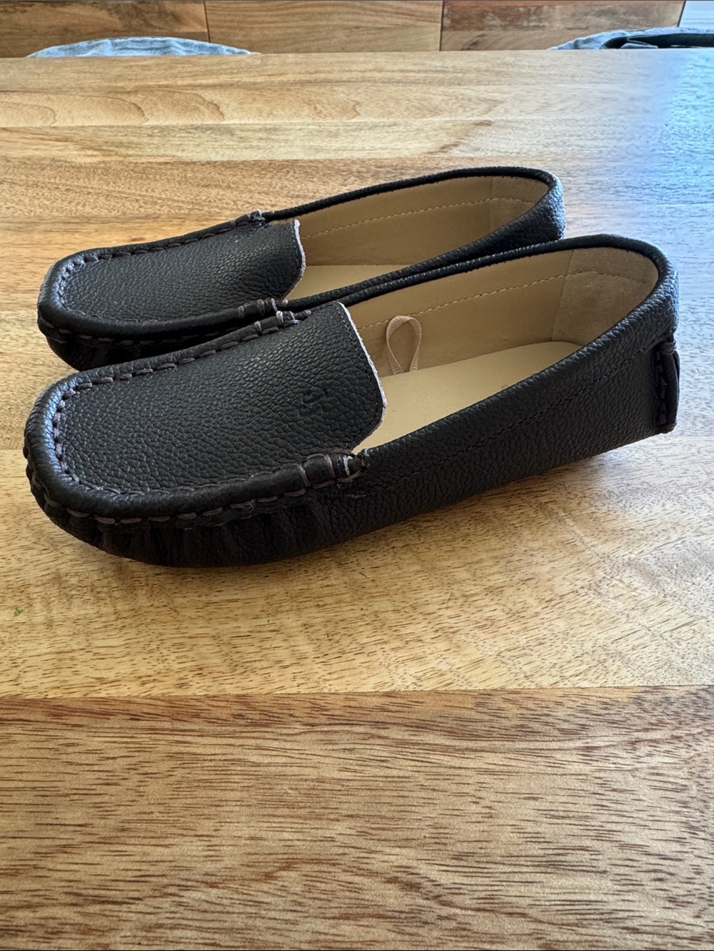 Janie and Jack Dark Brown Pebbled Leather Slip-On Loafers - Picture 2 of 3